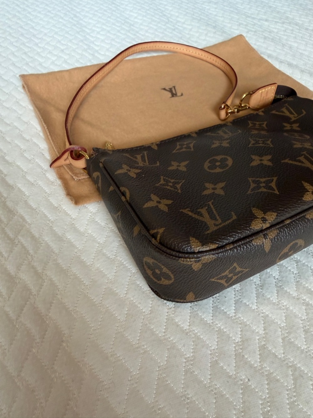 Louis Vuitton Monogram Canvas Mini Pochette in Brown and Tan - Picture 3 of 16